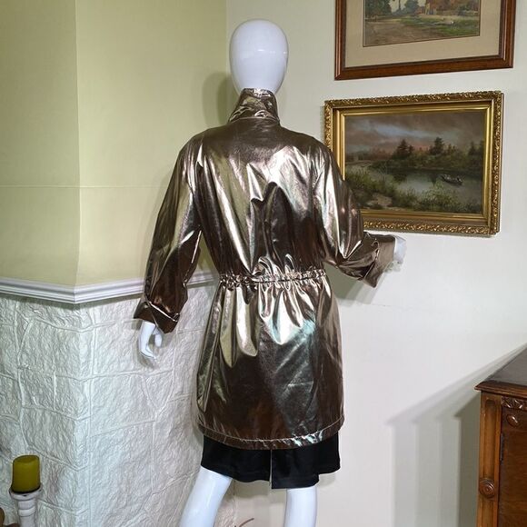 Joseph Ribkoff Foiled Gold Metallic Trench Coat - Picture 5 of 16